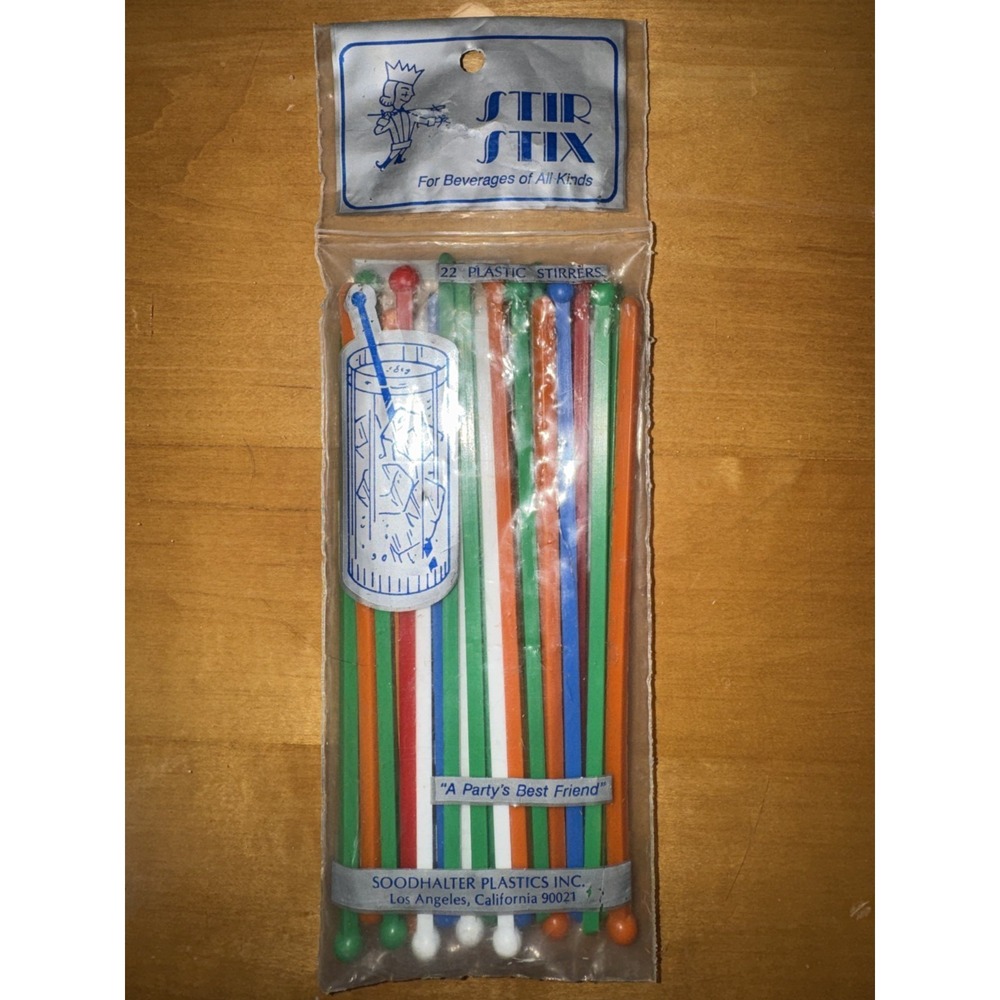 VINTAGE 1950s SOODHALTER 22 Stir Stix Cocktail Coffee Sticks Stirrers NOS Sealed